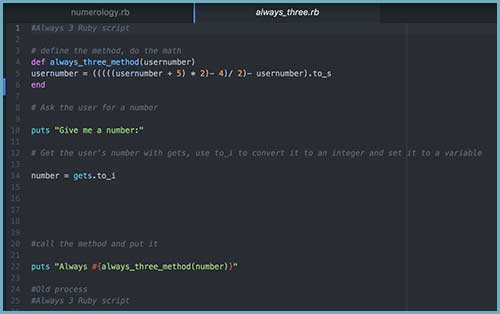 image of always three ruby script
